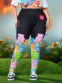 SHEIN X Care Bears Plus Size Cartoon Bear Printed Leggings