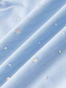 SHEIN MOD Front Gathered Blue Tight Elegant, Autumn Top, Sexy, Party, Date,Club Tops,Sequin Top,Birthday Cami Top