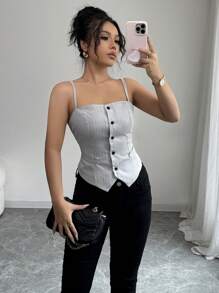 Chiquease Women Striped Casual Top - Grey - View 4