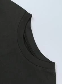 SHEIN Tall Women Plain Round Neck Short Sleeve Casual Versatile T-Shirt - Multicolor - View 4