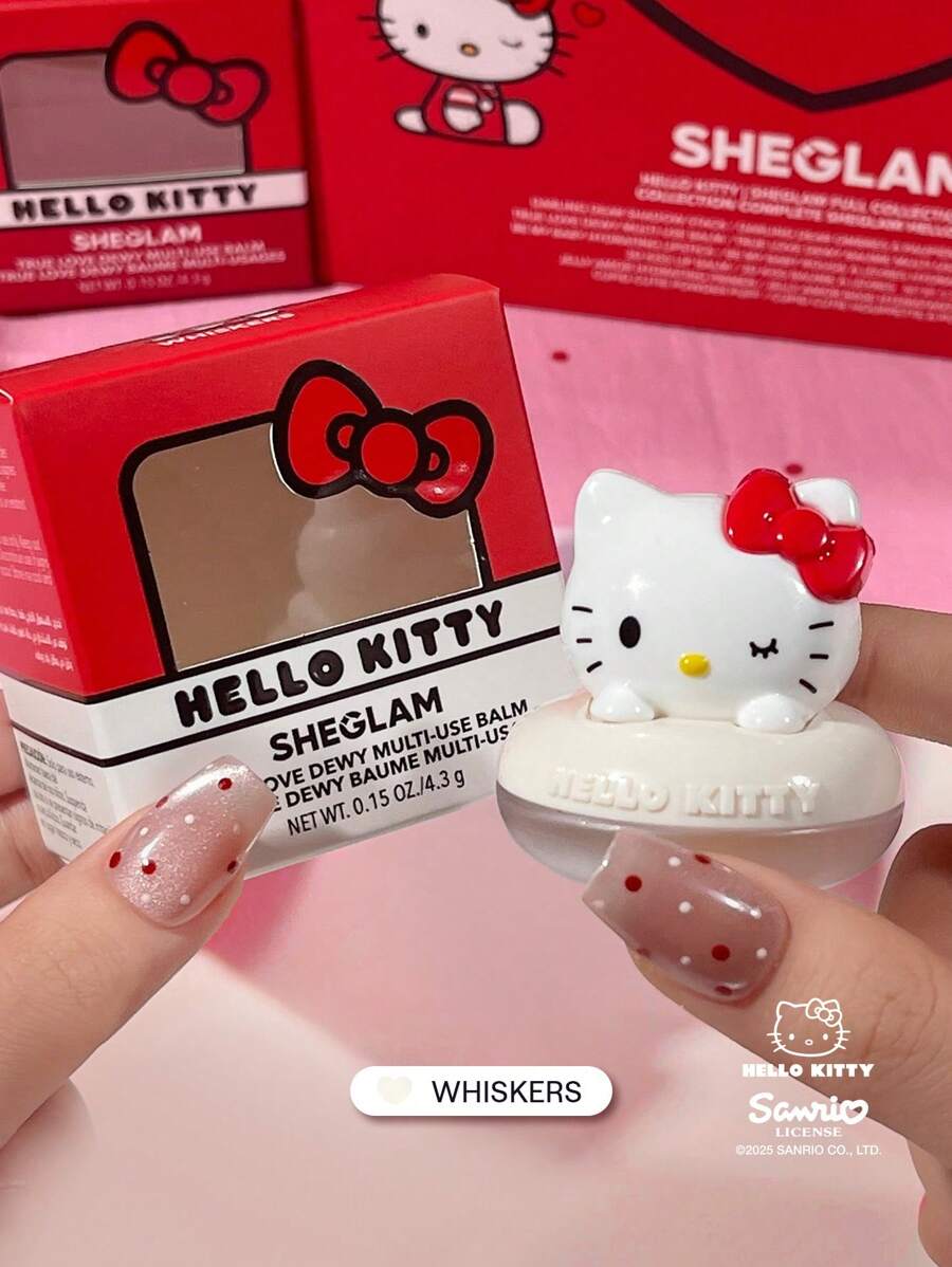 Hello Kitty｜SHEGLAM True Love Dewy Multi-Use Balm-Whiskers Rare Brand Beauty Makeup Face Paint Cosmetic For Women Girls Perfect For Winter Spring Ideal For Y2K Fancy Fashion Suitable For Birthday Gift Party Ready Best Color - Whiskers - View 1
