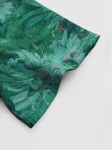 Manfinity EMRG Men's Oil Painting Sunflower & Letter Print, Winged Horse Icon Pattern Printed Zip-Up Shirt , Streetwear Shirts , Streetwear Men Shirts - Multicolor - View 3