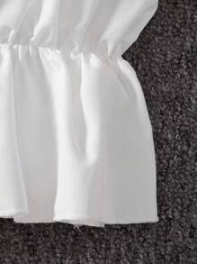 Set casual de 2 piezas con parte superior de tirantes con volantes y shorts de unicolor para niñas jóvenes - Multicolor - Ver 3