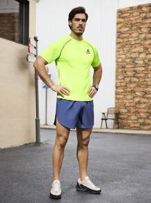 Gym Rark Camiseta deportiva de manga corta con estampado de letras y compresión para hombres - Amarillo - Ver 4