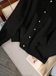 SHEIN LUNE Women Plus Size Crew Neck Single Breasted Casual Elegant Long Sleeve Cardigan Fall Winter Cloth For Women Autumn