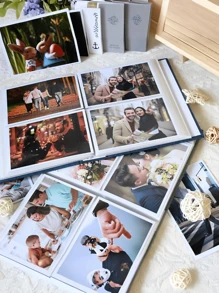 SHEIN Linen Cover Flowers Photo Album With Display Window: Modern Simplicity, Holds 200 Photos, Photo Frame Perfect For Family Memories And Gifts Easter Home Decor Wedding Decor