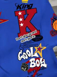 SHEIN Leap Crew 青少年男孩休闲简约短袖圆领 T 恤，适合夏季