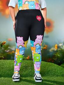 SHEIN X Care Bears Plus Size Cartoon Bear Printed Leggings