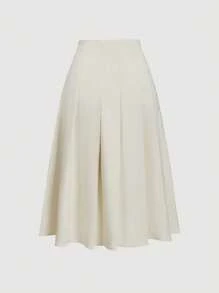 SHEIN MOD 女士优雅米色水晶褶皱裙，适合派对、新年、办公室、工作裙、新年女士、跨年晚会服装、商务休闲、复古风、学院风、闪亮裙、女士工作服、米色裙、女士情人节服装 - 米色 - 查看 2