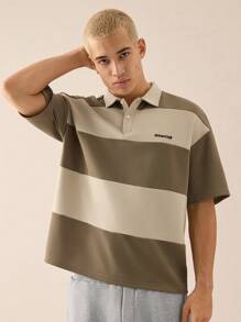 SWAVVY 男士针织休闲日常青年宽松短袖POLO衫，学校 - 彩色 - 查看 1