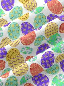 PopScrub Easter Egg Pattern & Healthcare Scrub Uniform Top - White - View 3