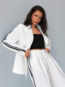 Aloruh Striped Lapel Single Breasted Suit Jacket, Suitable For Casual Wear In Spring And Autumn
