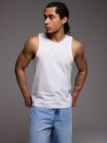 Musero Crepe Fitted Tank Top For Spring Summer - White - View 1