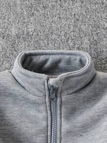 SHEIN 4-7 岁男孩保暖内衬运动套装，舒适时尚的休闲运动服，适合节日、生日、派对、日常穿着、秋季、春季、冬季、家居服，包含长袖夹克和裤子套装 男童运动服男童慢跑套装男童慢跑套装男童运动服男童运动服 - 深灰色 - 查看 6