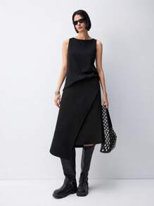 SHEIN EZwear Gonna nera asimmetrica taglie forti