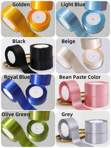 1pc/3pcs 4cm Double Faced Wide Satin Ribbon, Gift Box Packaging Decorative Ribbon ,Apparel Accessories, Weaving Ribbon For Wedding Decor Birthday Festival Rose Flower DIY Craft Ribbon(22 Meters/Roll) - Multicolor - View 6