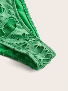 Slaydiva Summer Vacation Beach Textured Green Bikini Set - E - Green - View 4