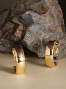 CHICVUE 1对时尚简约金属圈形夹式耳环，适合无耳洞女性佩戴，日常佩戴，圣诞节冬季圣诞礼物 - 耳圈耳夾 - 查看 5