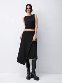 SHEIN EZwear Gonna nera asimmetrica taglie forti