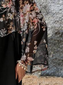 EMERY ROSE 大码女式花卉网眼长袖开衫和服、度假女装、音乐会女装、复活节女装、复活节女装、乡村音乐会、西部女装、波西米亚风、波西米亚风女装夏季女装 - 黑色 - 查看 5