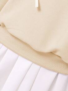 少女甜美蝴蝶结卫衣连衣裙，秋冬休闲可爱 - 杏色 - 查看 6
