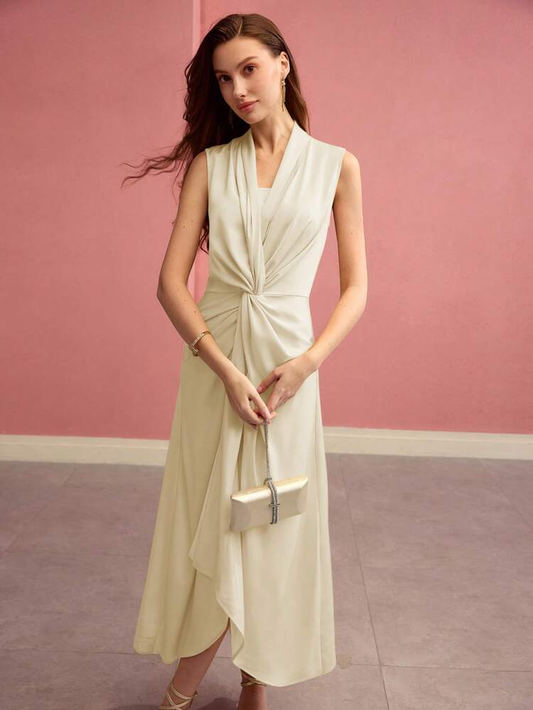 TWIST FRONT ZIPPER DRESS