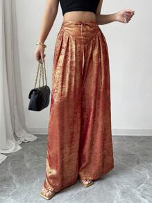 Elenzga Pantalones elegantes y elegantes de corte holgado y acampanado para mujer