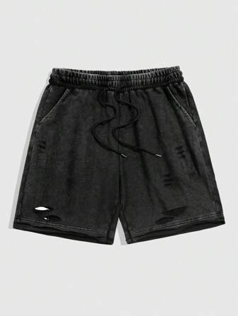 Street Life Pantalones cortos básicos lavados y desgastados de estilo informal