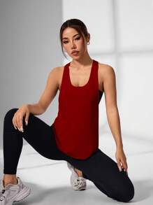 Gameset SHEIN Sport Women's Letter Printed Everyday Fitness Racerback Tank Top - Red - View 4