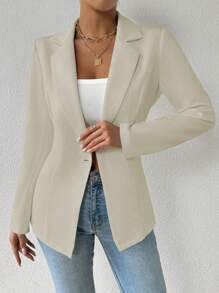 RosyDaze Women's Casual Solid Color Lapel Neck Long Sleeve Blazer