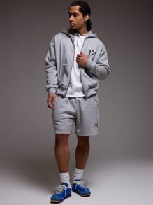 Musero Double 'M' Elasticated Logo Jersey Tracksuit Shorts Bottom Only - Grey - View 1