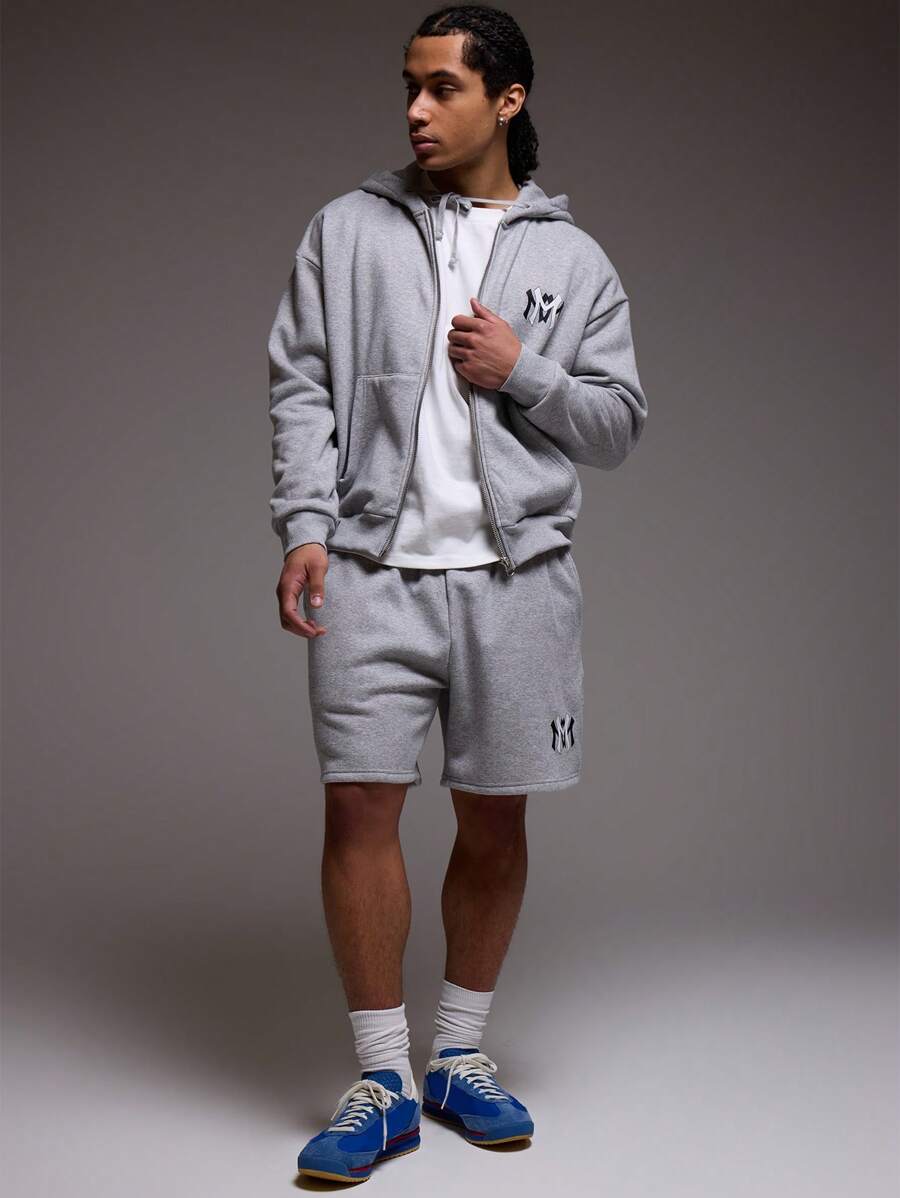 Musero Double 'M' Elasticated Logo Jersey Tracksuit Shorts Bottom Only - Grey - View 1