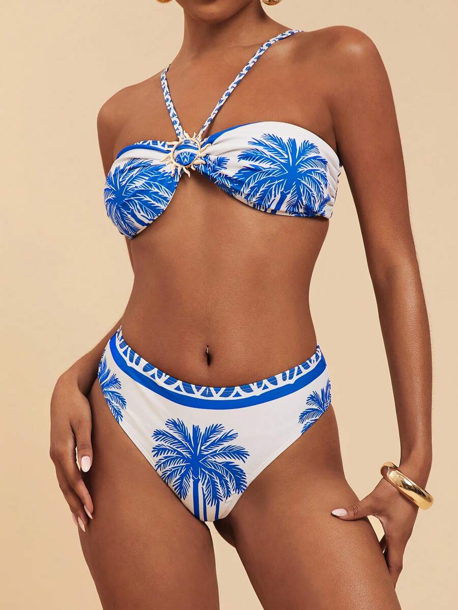 Travachic Women's Spaghetti Strap Top And Triangle Bottoms Swimwear, Graphic Beachwear Women, High Waisted Bikini, Push Up Bikini, Summer Beach Vacation,Backless,Beachwear High Waisted,Beach Outfits For Woman,Sexy,Summer Outfits For Women, For Beach Vacation For Summer Beach Vacation,Boho,Vacation,LINEN,Crochet