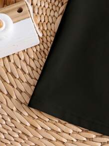 Young Boy Casual Minimalist Pattern Short Sleeve Round Neck T-Shirt, Suitable For Summer - Black - View 5