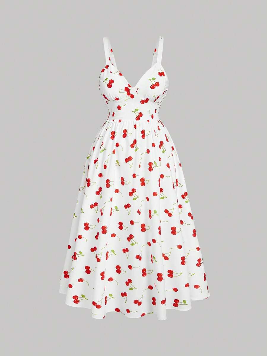 SHEIN MOD 大码女式无袖连衣裙，配有内置胸罩和后肩带 - 彩色 - 查看 1