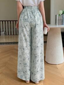 DAZY Pantalones casuales de mujer con estampado floral, minimalistas y de moda, adecuados para el verano