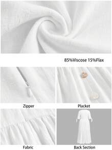 Maija 大码女式夏季波西米亚度假沙滩短袖长裙、全白女装毕业礼服、婚礼宾客礼服、女士沙滩装、外出礼服、女士度假礼服、优雅商务休闲女装、女士演唱会服装 - 白色 - 查看 2