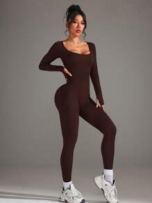 SHEIN Tuta ginnica minimalista da donna, adatta per l'estate - Multicolore - Visualizzare 4