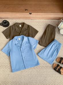 Blossori 男童法式优雅蓝/绿领针织多件套，春夏 - 彩色 - 查看 4