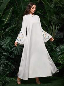 Al Najma 女士纯色梭织刺绣阿拉伯连衣裙，阿拉伯连衣裙，端庄