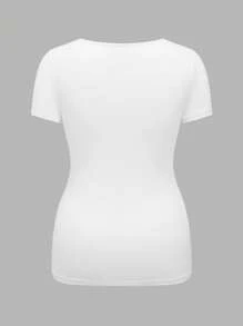 Modmama 3pcs/Set Maternity Casual Solid V-Neck Short Sleeve T-Shirts, Black/White/Gray, Fitted, Suitable For Summer - Hot Pink - View 16