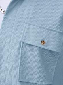 Manfinity CasualCool 2pcs Set Men's Corduroy Long Sleeve Work Shirt Jackpot Sumwon Streetwear - Baby Blue - View 4