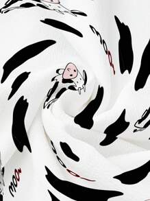 PopScrub Women's Cow Print V-Neck Short Sleeve Loose Nurse Scrub Uniform Top - Multicolor - View 4