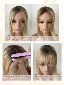 Topper per capelli lisci da 14 pollici, con base di 5,5"x5,5", in capelli umani, per donne con capelli diradati, accessori per capelli per donne - S2/24 - Visualizzare 9