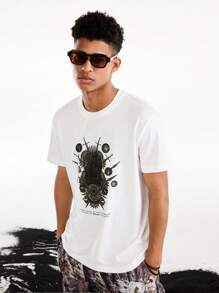 Game of Thrones X SHEIN Men's Graphic Print Round Neck Casual Short Sleeve T-Shirt - White - View 5