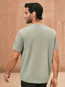 Manfinity NXTstreet Men T-Shirts Fit Crew Neck Slogan Tee Casual Simple Summer - Mint Green - View 2