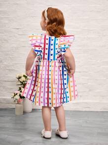 SHEIN 女童连帽梭织条纹连衣连衣裙 - 彩色 - 查看 8