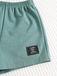 SHEIN 2 件装男婴夏季可爱休闲运动连帽衫上衣和短裤套装 - 彩色 - 查看 4