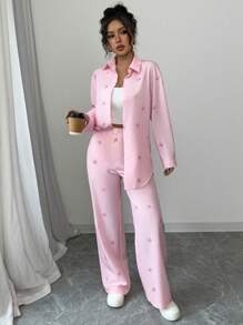 Chiquease Set de 2 piezas con estampado de mariposas en color rosa para mujer, apto para salida casual, fiesta o regreso a la escuela - Rosa - Ver 6