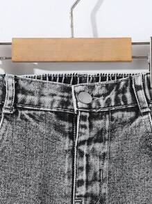 SHEIN Conjunto de 2 piezas de niños pequeños con top con capucha informal y pantalones vaqueros rectos de cargo